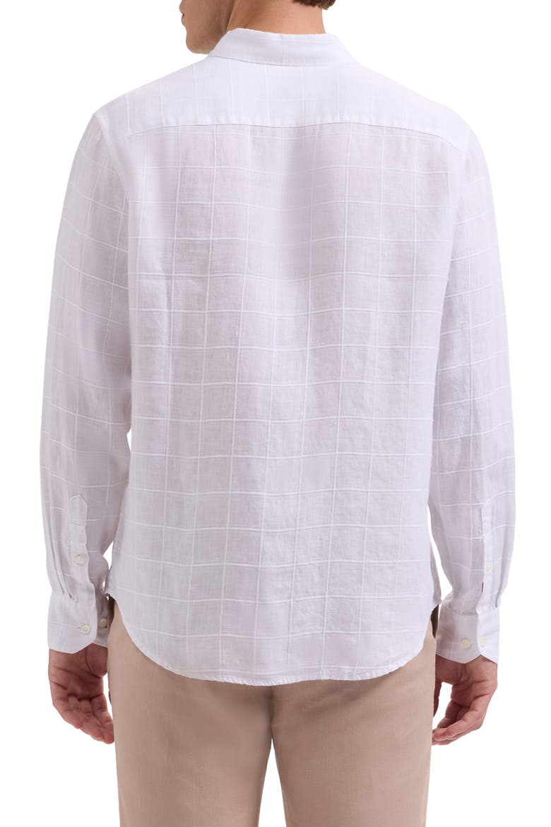 Julian Windowpane Linen Blend Button-Up Shirt, Alternate, color, WHITE