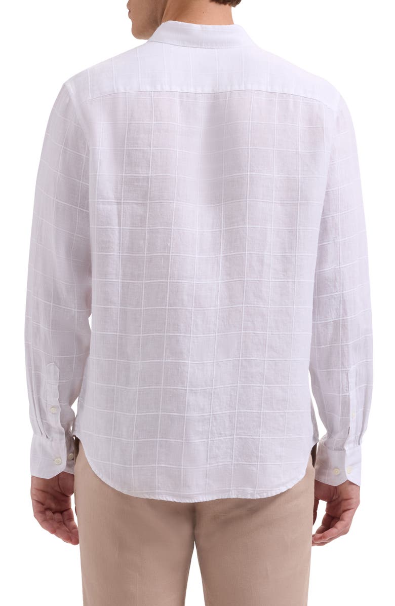 Bugatchi Julian Windowpane Linen Blend Button-Up Shirt, Alternate, color, White