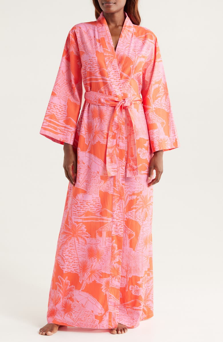 KILO BRAVA Print Cotton Maxi Robe, Main, color, 