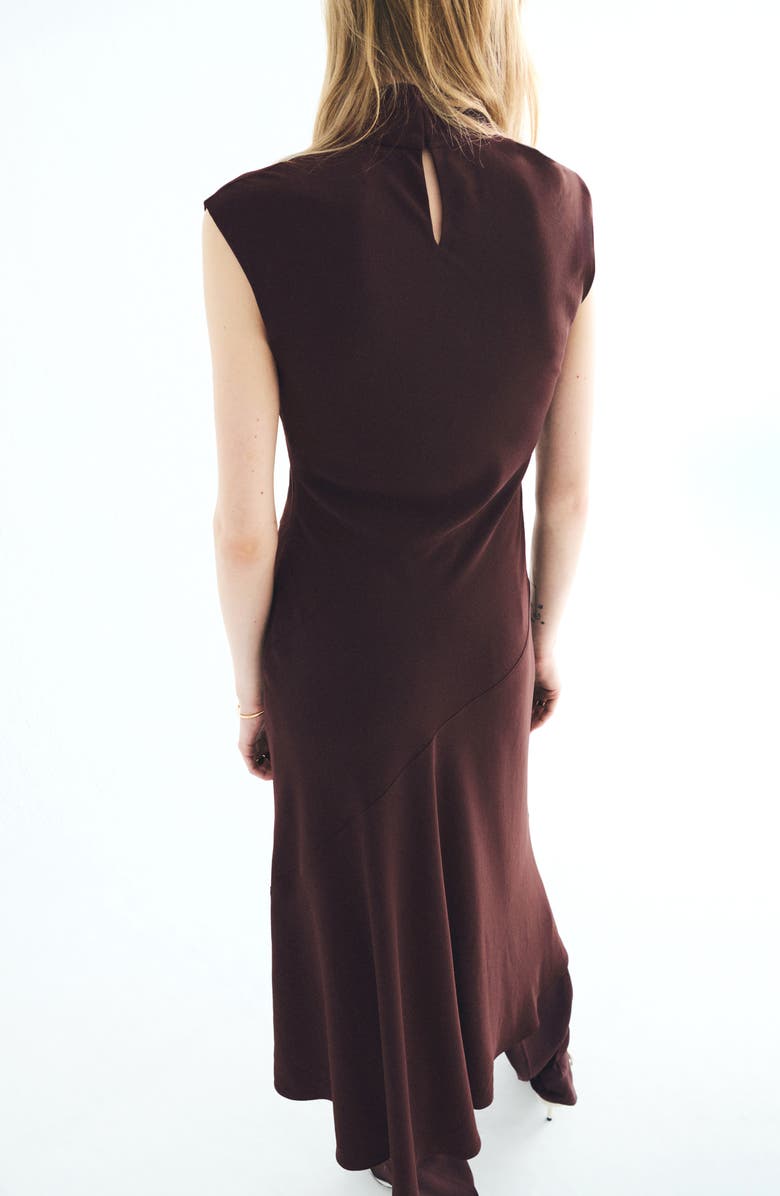 MANGO Coco Mock Neck Sleeveless Dress, Alternate, color, Brown