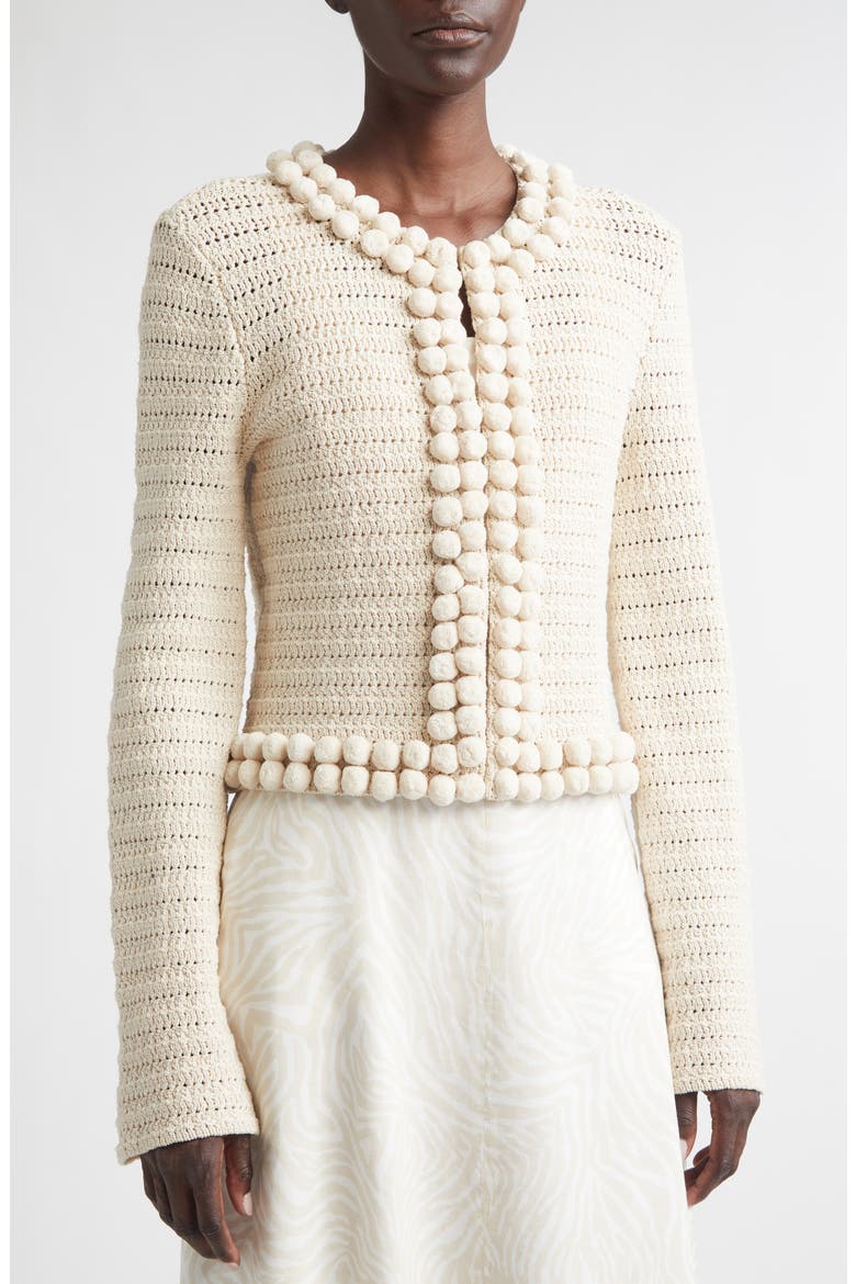 Helen Cotton Blend Crochet Jacket, Alternate, color, LINEN