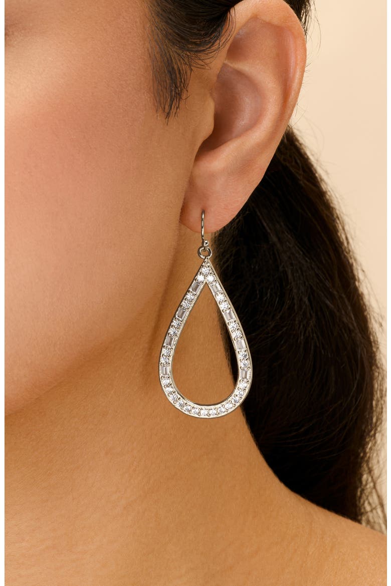 Evangeline Cubic Zirconia Teardrop Earrings, Alternate, color, SILVER