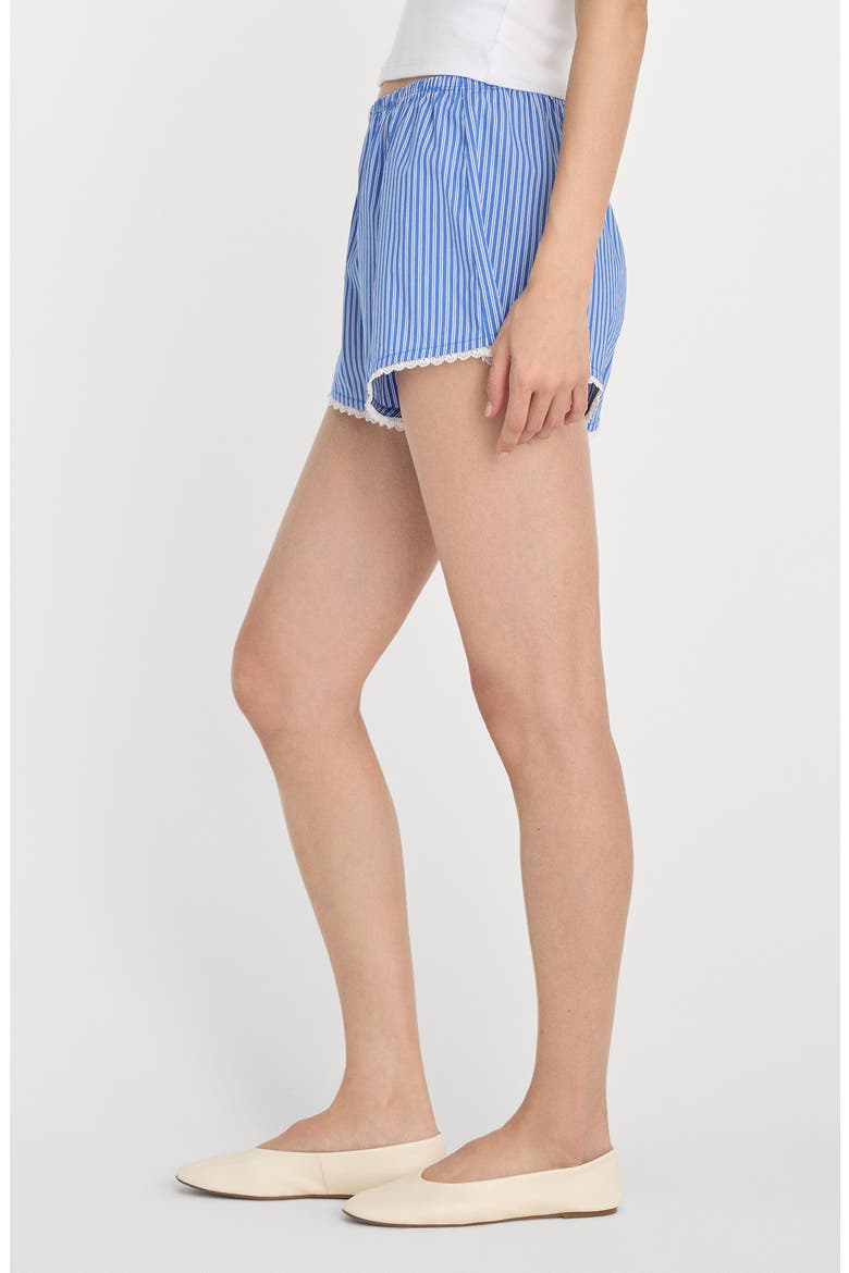 Poplin Lace Trim Stripe Boxer Shorts, Alternate, color, BLUE WHITE STRIPE