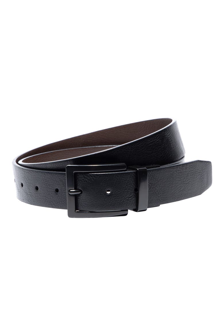 Pebble Grain Faux Leather Belt, Main, color, BLACK/ BROWN
