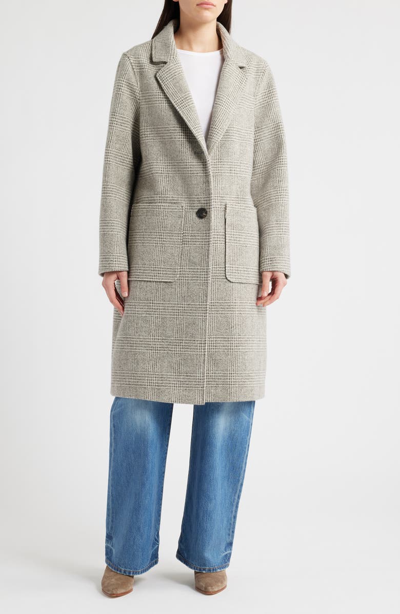 Sam Edelman Longline Coat with Inset Faux Shearling Bib, Alternate, color, Brown/ Cream