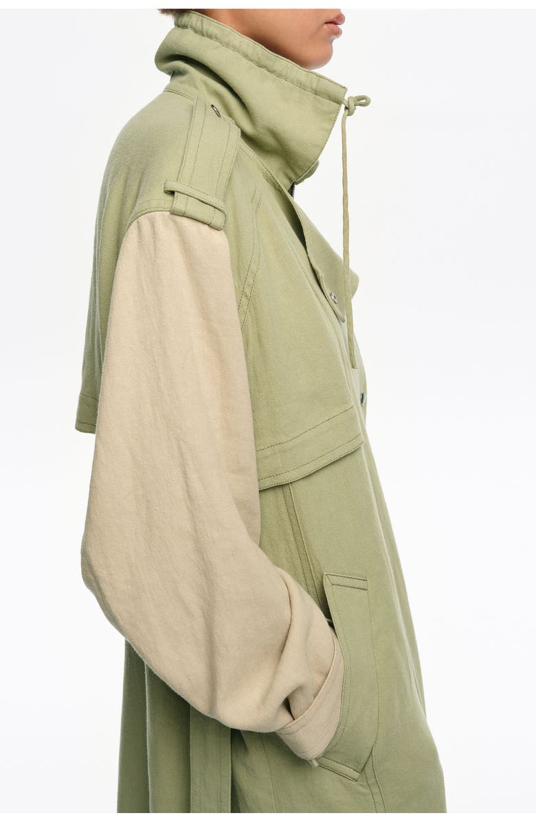 Bimba y Lola Dual-Tone Maxi Trench, Alternate, color, Light Green