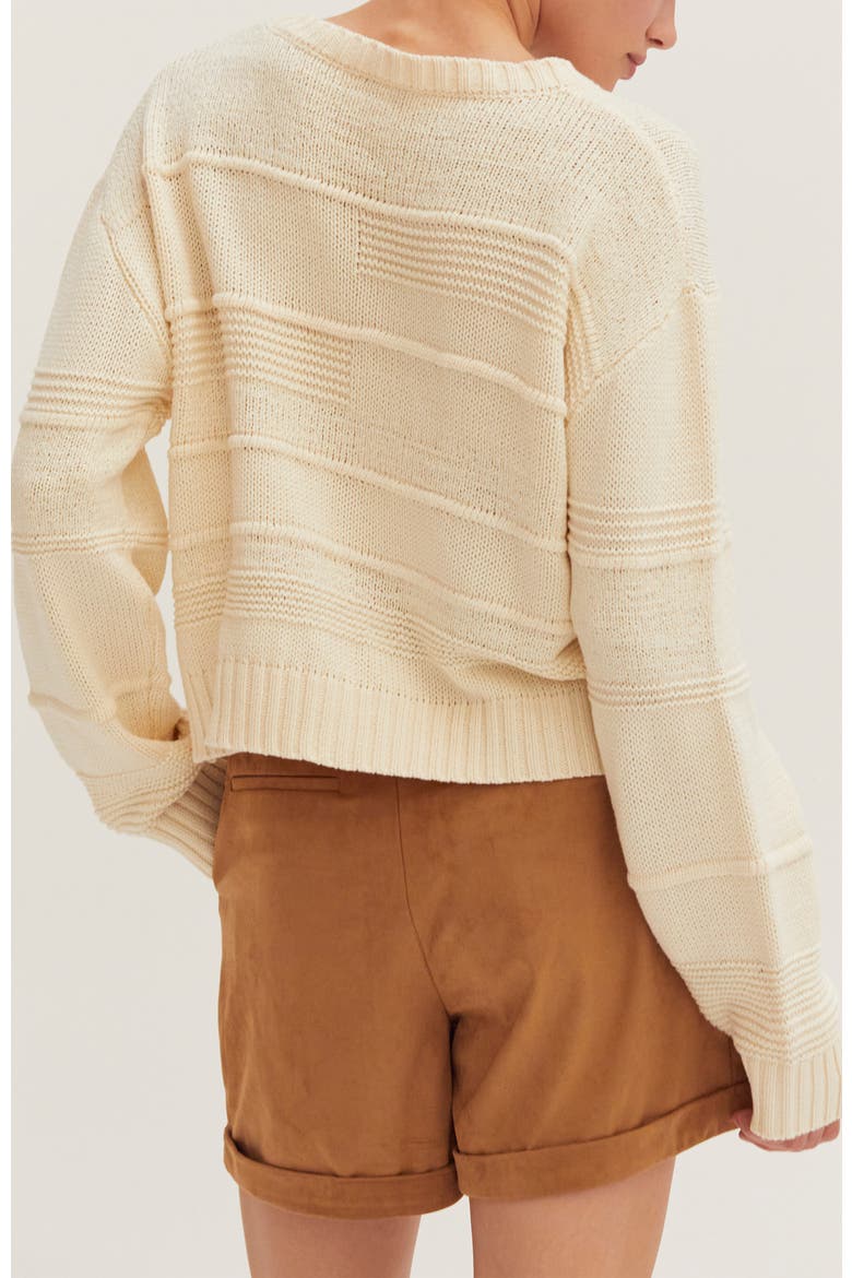 Textured Striped Sweater, Alternate, color, Cream