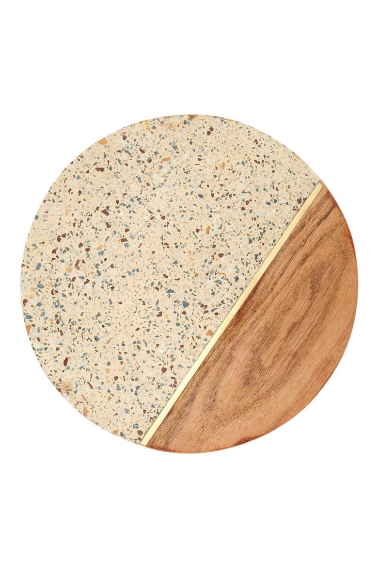 Terrazzo & Marble Round Serving Board, Main, color, WHITE MULTI