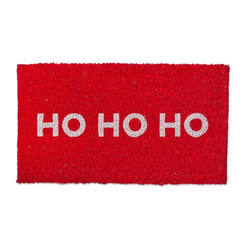 Ho Ho Ho Christmas Coir Door Mat Red Holiday Decor Easy Clean