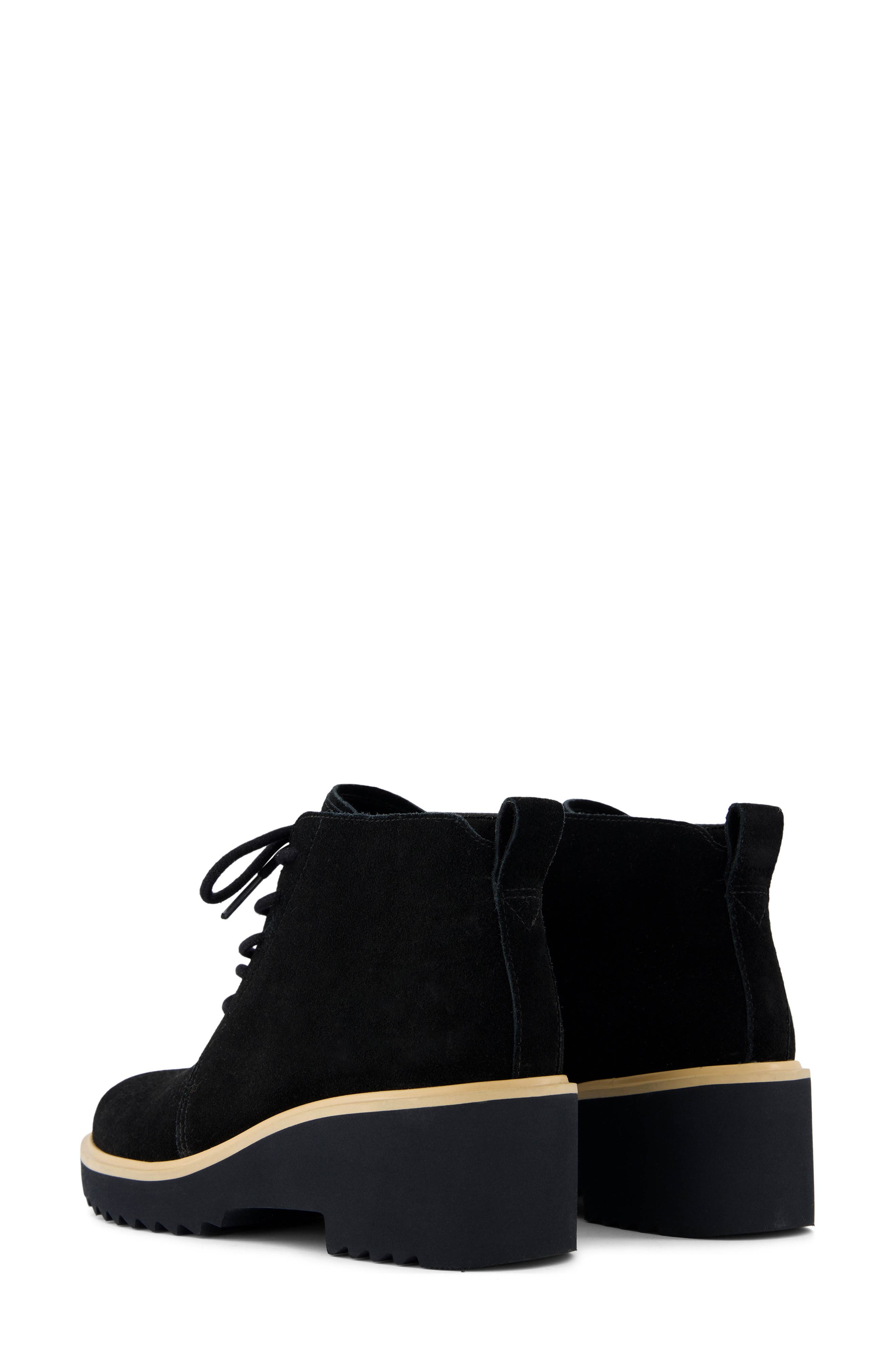 Maude Lace-Up Wedge Bootie, Alternate, color, BLACK