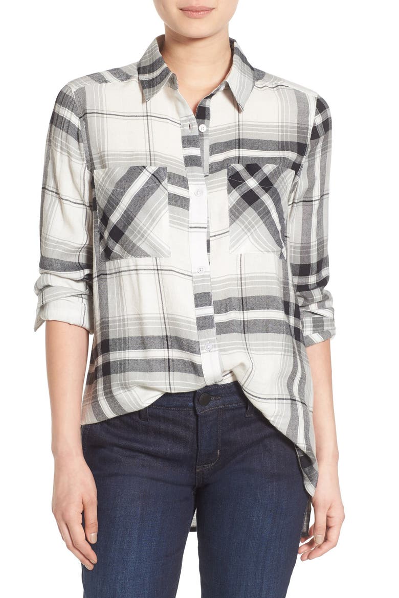 Plaid Tunic Shirt, Main, color, IVORY DOYLE PLAID