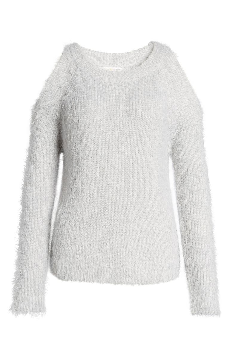 Woven Heart Cold Shoulder Sweater, Alternate, color, 