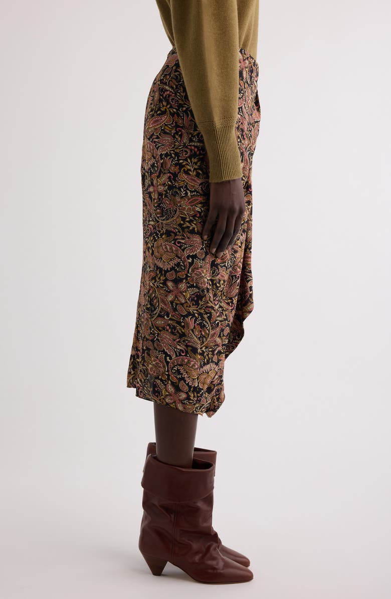 Isabel Marant Étoile Zaine Paine Midi Skirt, Alternate, color, Black / Ochre