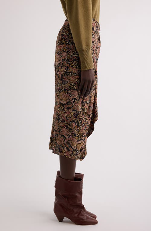 Shop Isabel Marant Étoile Zaine Paine Midi Skirt In Black/ochre