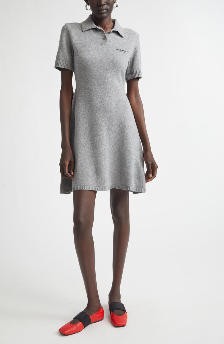 Givenchy Wool & Cashmere Polo Minidress, Main, color, Light Grey