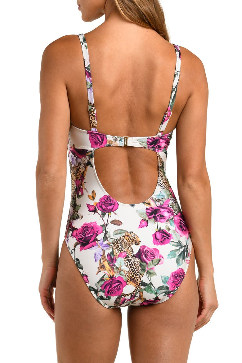 Amie Rose Leopard One-Piece Swimsuit, Alternate, color, WHITE MULTI