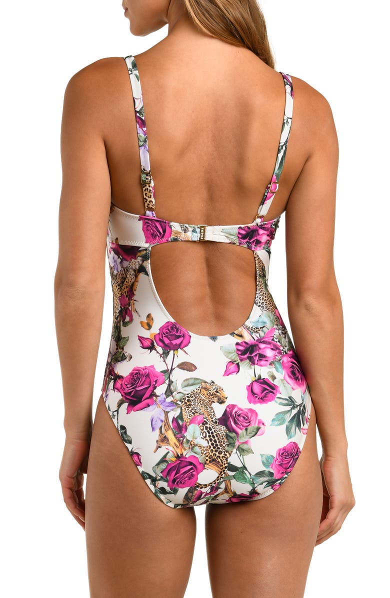 L'AGENCE Amie Rose Leopard One-Piece Swimsuit, Alternate, color, White Multi