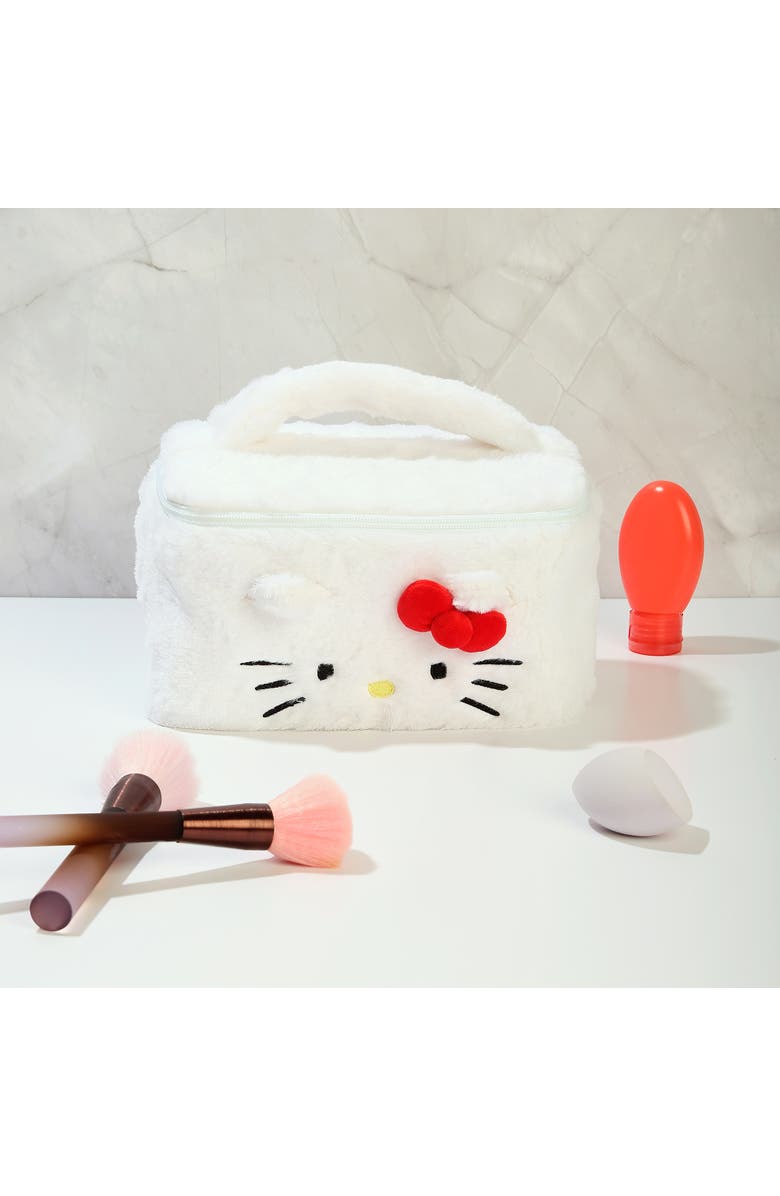 Hello Kitty Fluffy Travel Cosmetic Bag, Alternate, color, White