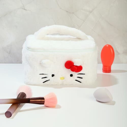 Hello Kitty Fluffy Travel Cosmetic Bag In White