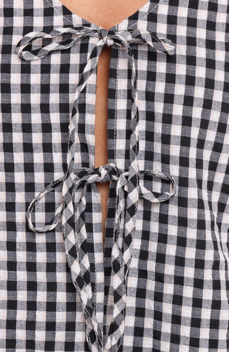 Petal & Pup Hilda Gingham Shirt & Pants, Alternate, color, Black Gingham