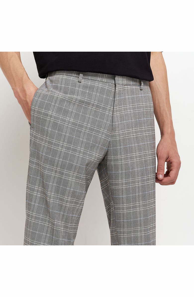 River Island Percy Check Slim Trousers, Alternate, color,