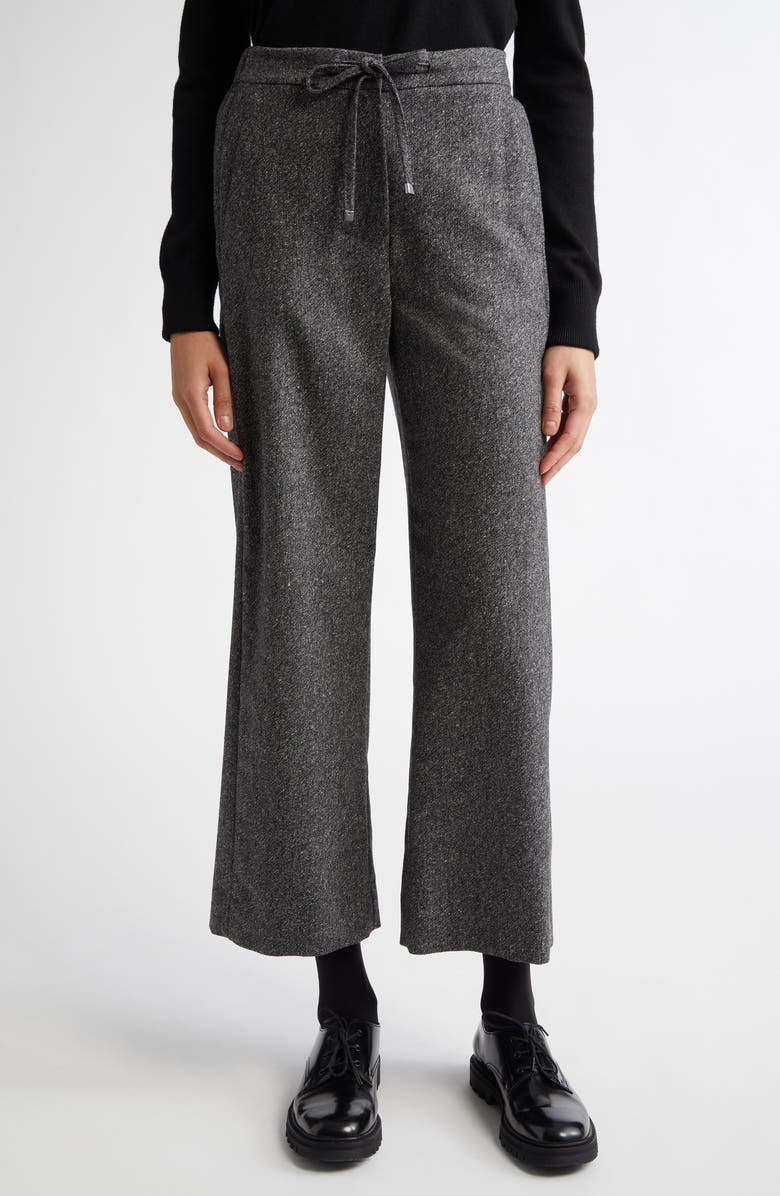 Max Mara Mina Drawstring Crop Virgin Wool & Silk Blend Pants, Main, color, 