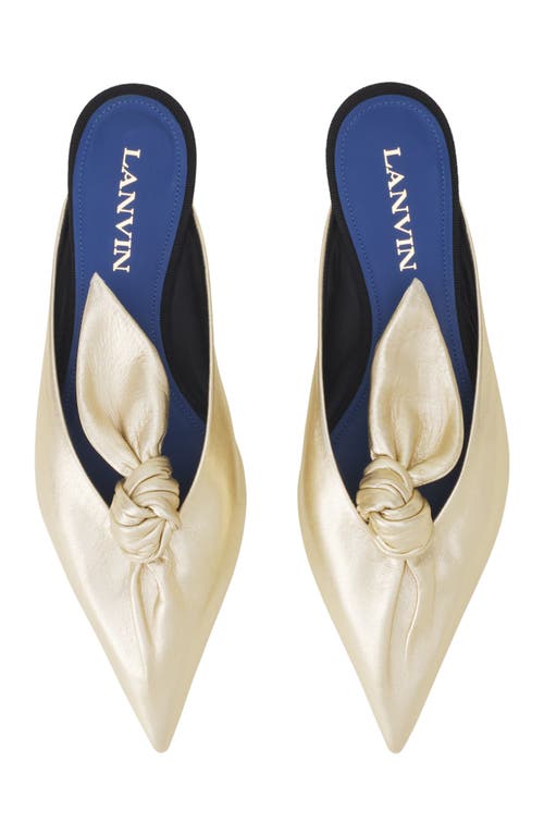 Lanvin Midnight Step Bow Mule In Metallic Leather In Gold