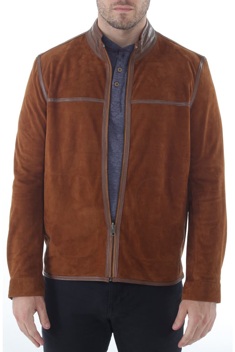 Reversible Lambskin Leather Jacket, Main, color, SADDLE