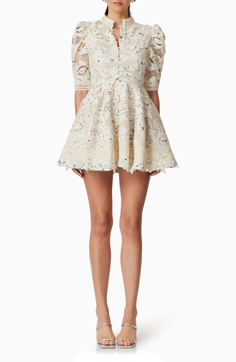 Elliatt Kyla Puff Sleeve Lace Fit & Flare Minidress, Main, color,