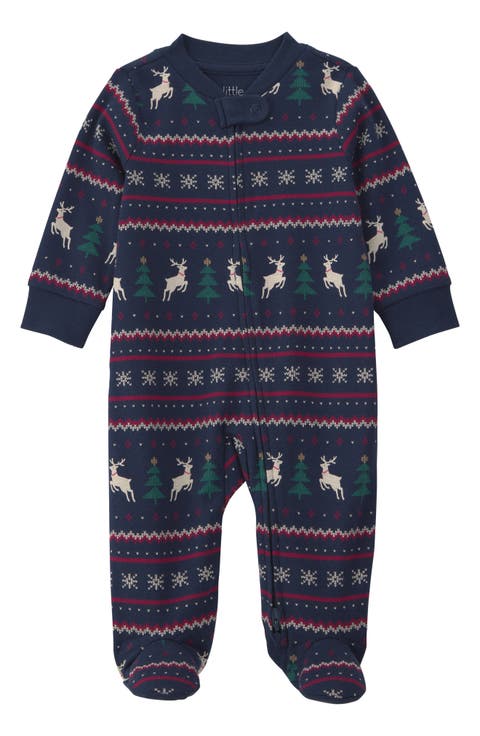 Print Organic Cotton Zip Footie