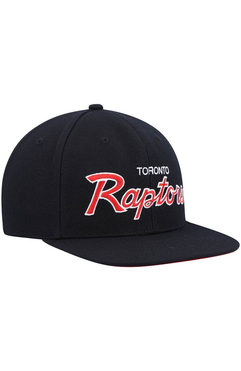 Mitchell & Ness Men's Mitchell & Ness Black Toronto Raptors Hardwood Classics Script 2.0 Snapback Hat, Alternate, color, Black
