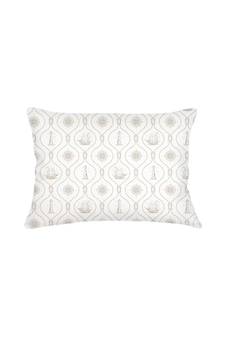 Maritime Compass Linen Pillow Cover Only, Alternate, color, Natural Beige