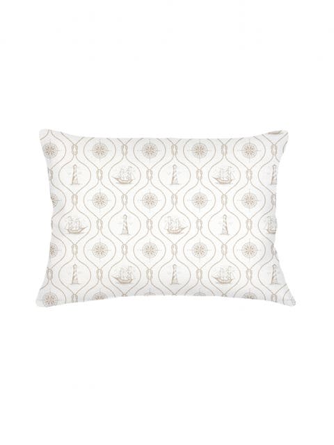 Maritime Compass Linen Pillow with Down Insert