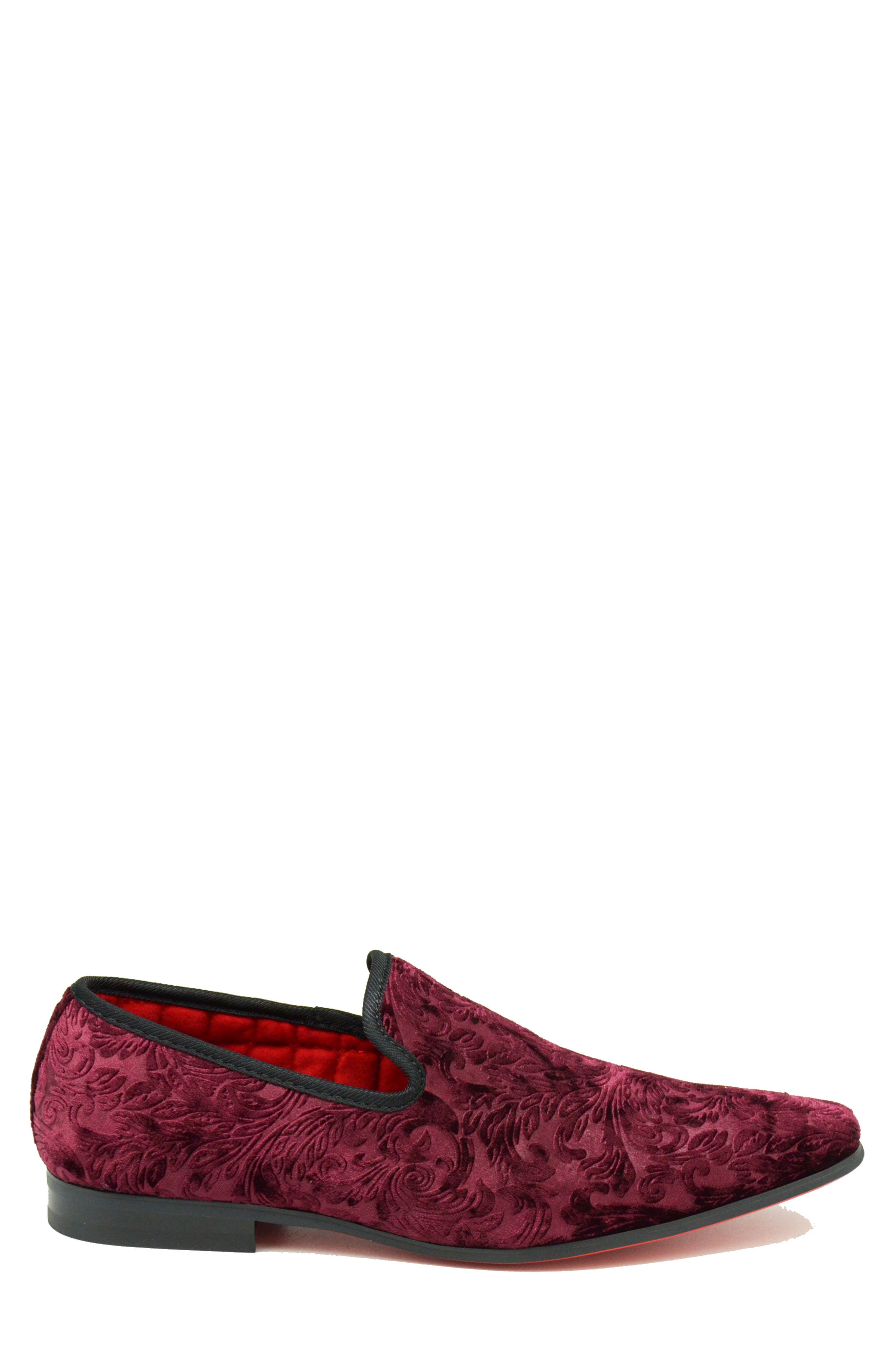 Broderick Velvet Loafer, Alternate, color, BURGUNDY