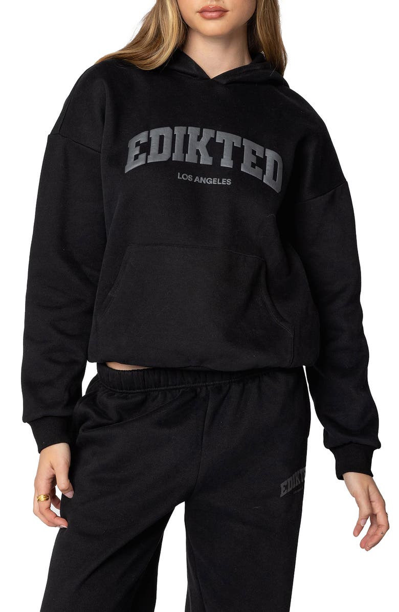 EDIKTED LA Logo Hoodie, Main, color, Black