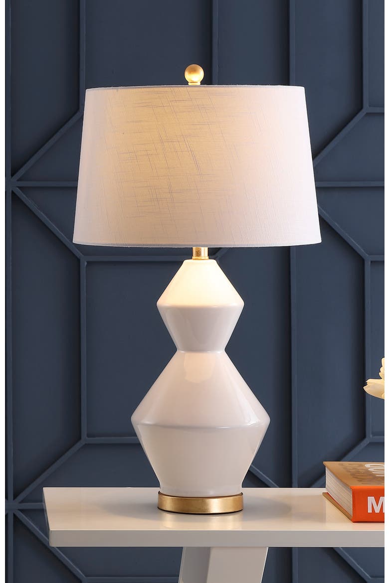 Alba 29" Geometric Ceramic/Metal LED Table Lamp, Alternate, color, White/Gold Leaf