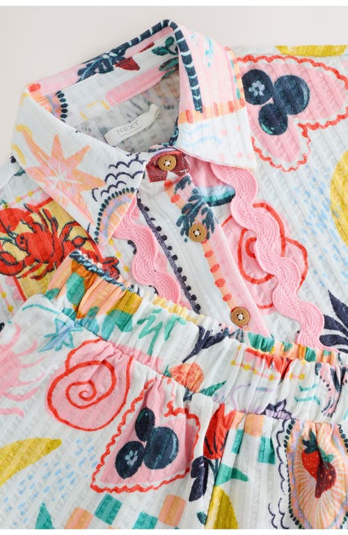 Next Kids' Fruit Print Button-up Shirt & Shorts Set In Multi