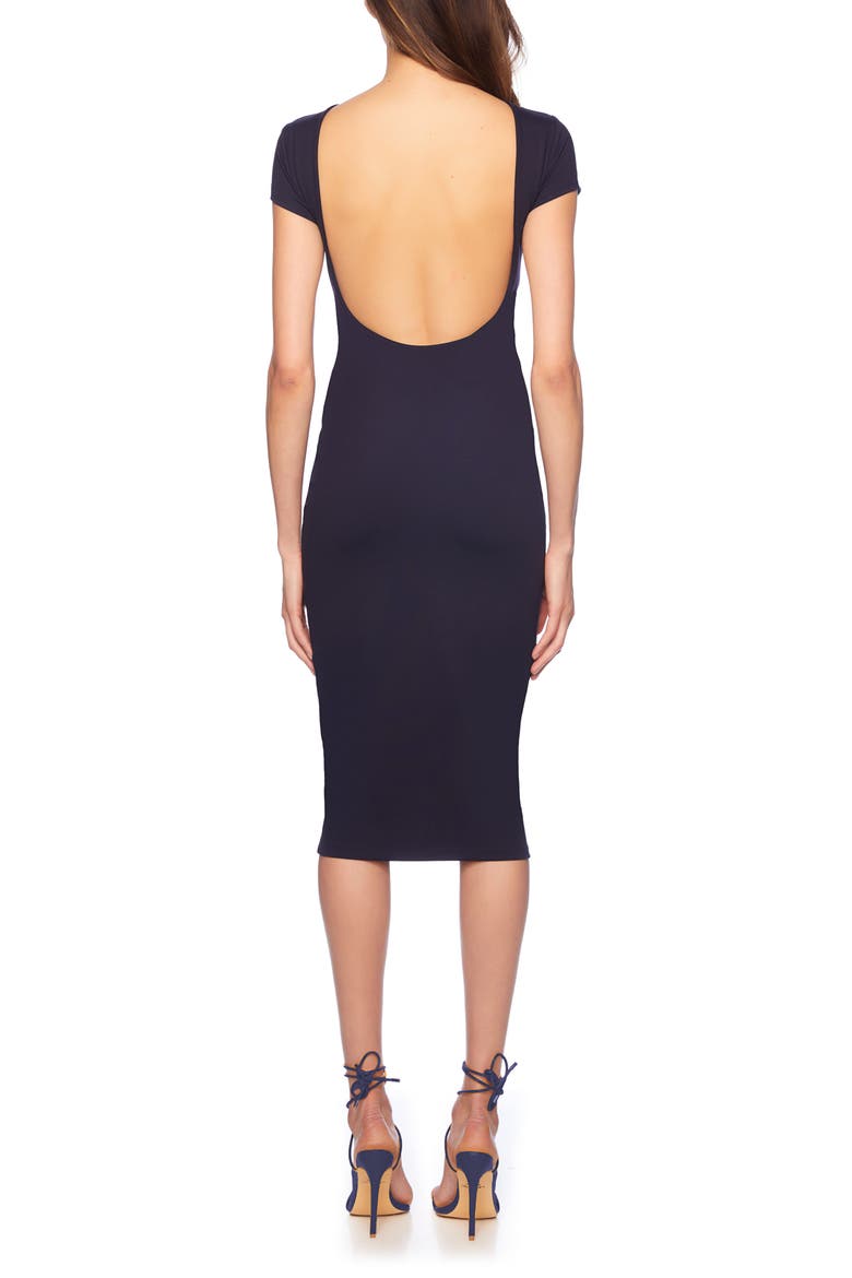 Short Sleeve Open Back Body-Con Midi Dress, Alternate, color, MIDNIGHT