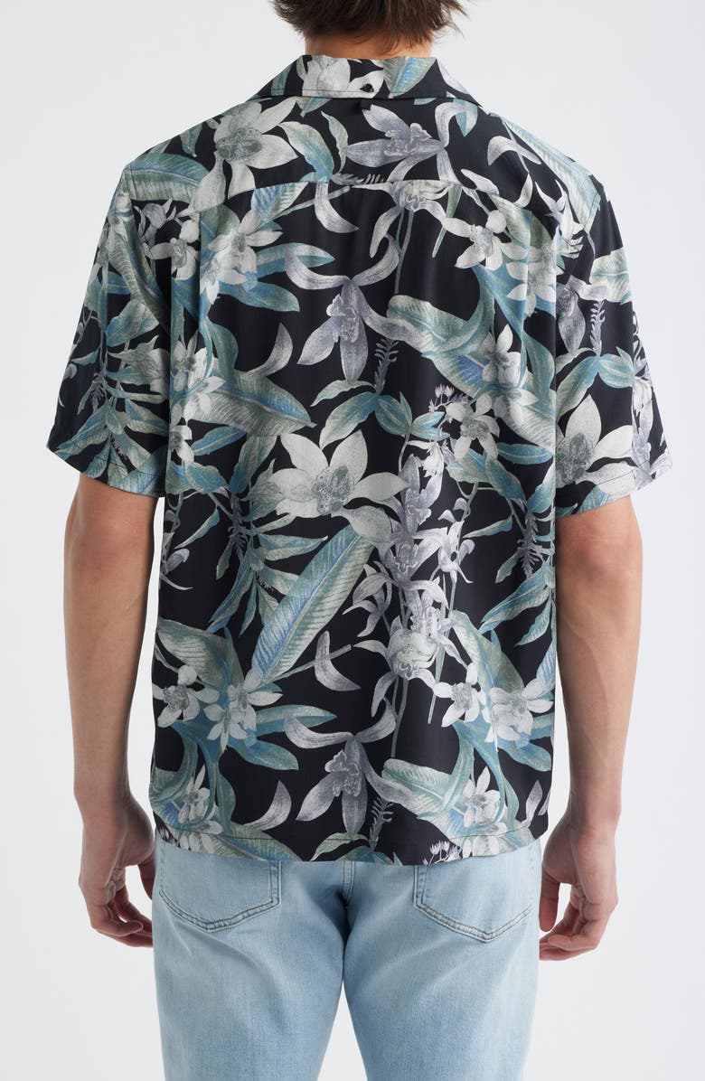 rag & bone Avery Tropical Floral Camp Shirt, Alternate, color, Blacktropi