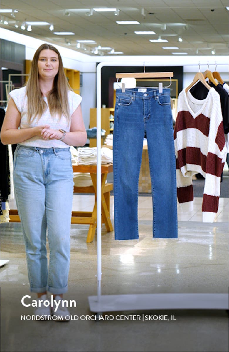 Le High Raw Step Hem Straight Leg Jeans, sales video thumbnail