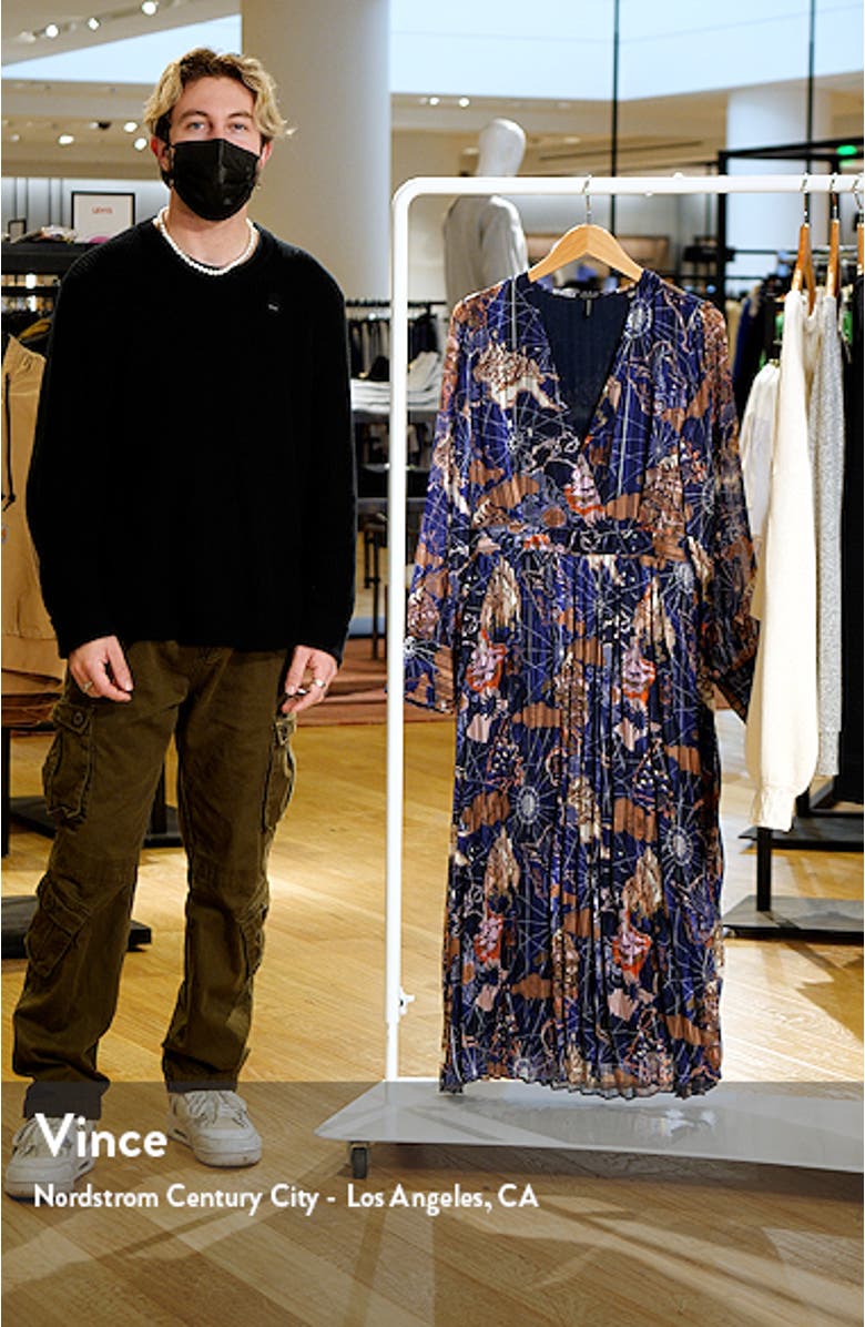 Printed Pleated Long Sleeve Midi Shirtdress, sales video thumbnail