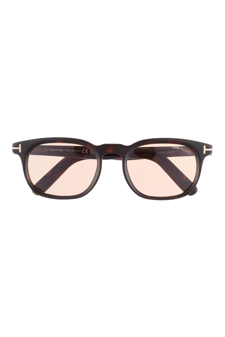 52mm Square Sunglasses, Main, color, DARK HAVANA / BROWN