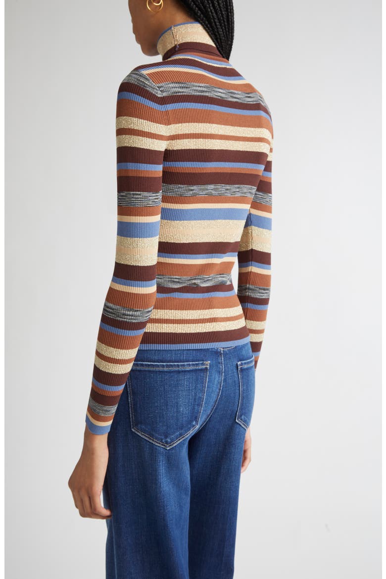 Olene Stripe Turtleneck Sweater, Alternate, color, STONE BLUE/ BROWN MULTI