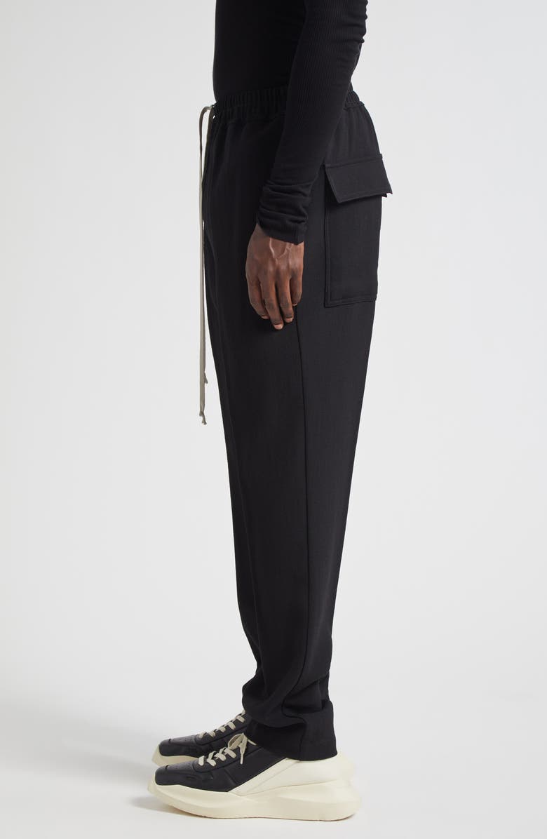 Rick Owens Wool Straight Leg Drawstring Pants, Alternate, color, Black