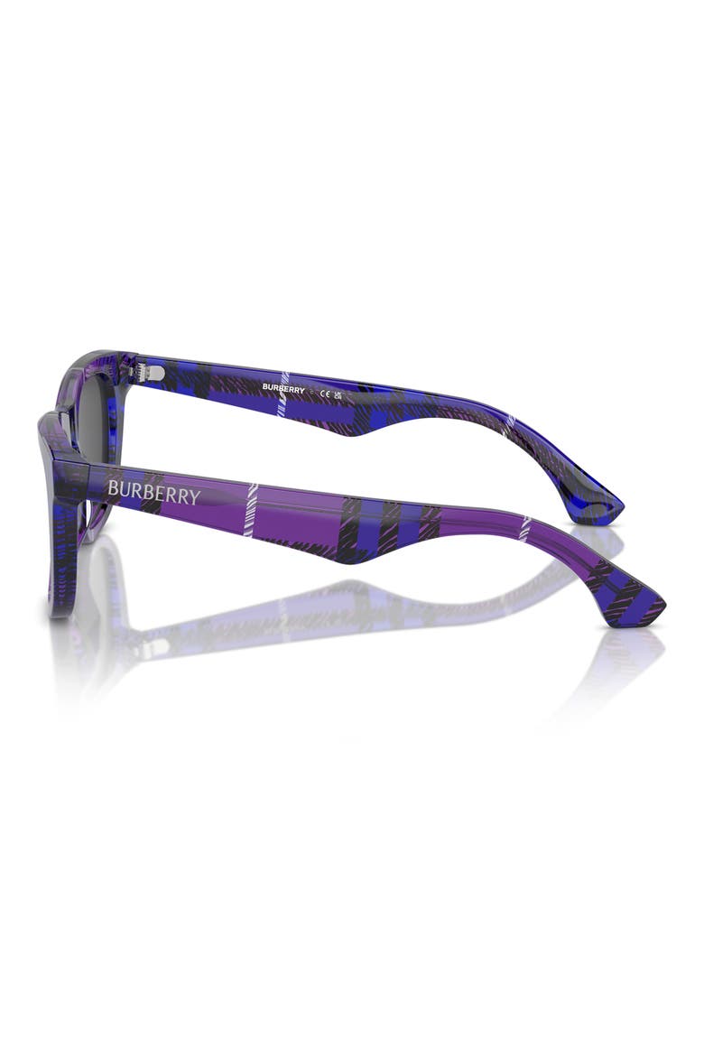 Kids' 46mm Small Square Sunglasses, Alternate, color, CHECK VIOLET / DARK GREY