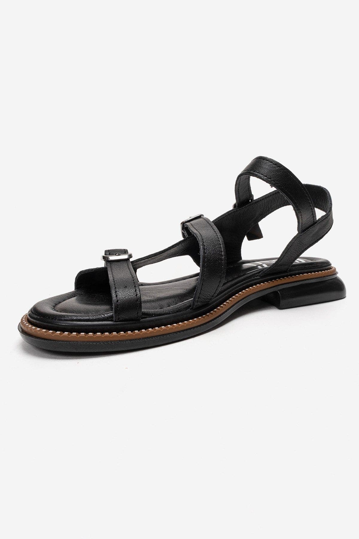 Forever & Always Shoes Morez Leather Sandal, Alternate, color, Black