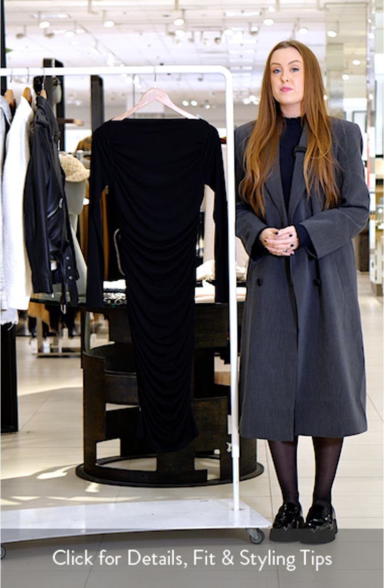 Ruched Long Sleeve Body-Con Dress, sales video thumbnail