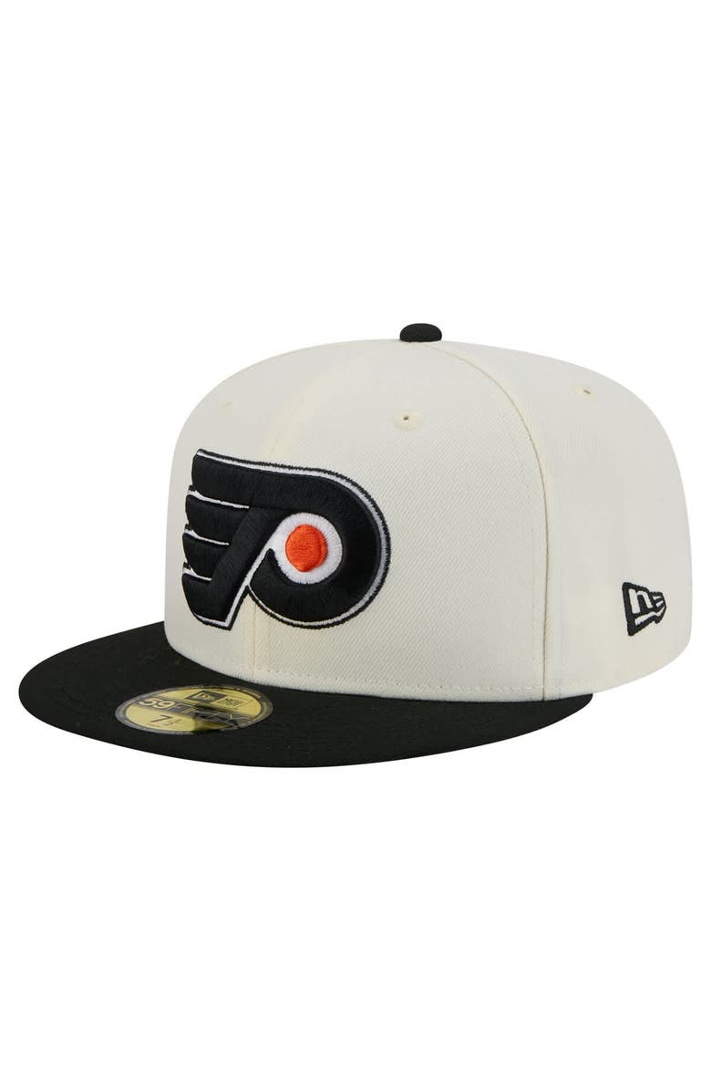 New Era Men's New Era White Philadelphia Flyers Chrome Two-Toned 59FIFTY Fitted Hat, Main, color, Cream