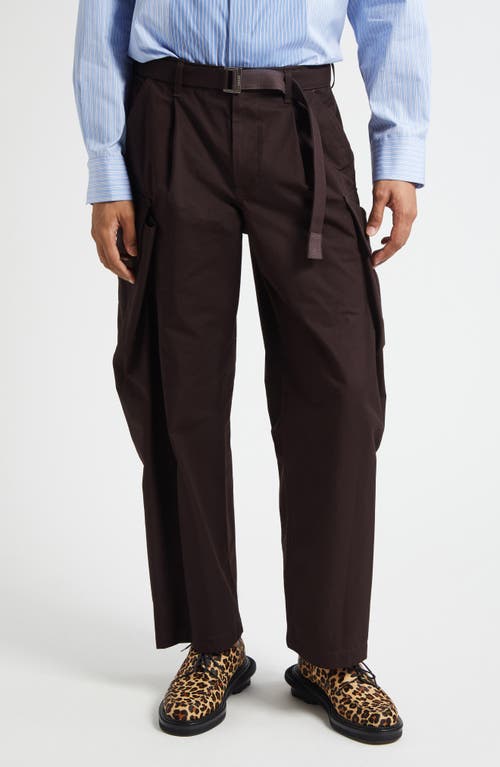 Sacai Belted Cotton & Nylon Ripstop Cargo Pants In Brown