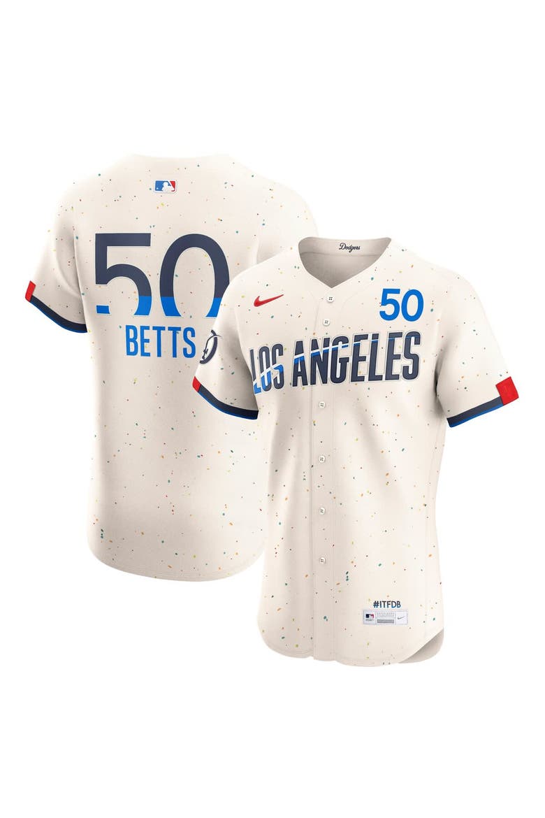 Men's Nike Mookie Betts Cream Los Angeles Dodgers City Connect Elite Jersey, Main, color, Cream